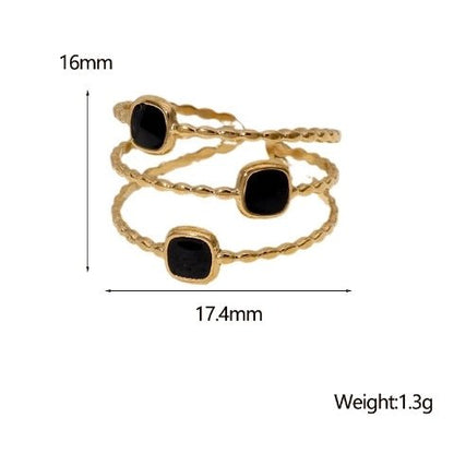 Open Ring Minimalistisch met Vierhoek en Emaille (Verstelbaar) - Aramat Jewels - Ringen - cadeautip