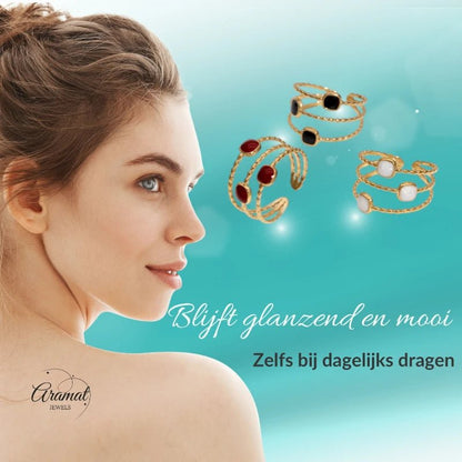 Open Ring Minimalistisch met Vierhoek en Emaille (Verstelbaar) - Aramat Jewels - Ringen - cadeautip