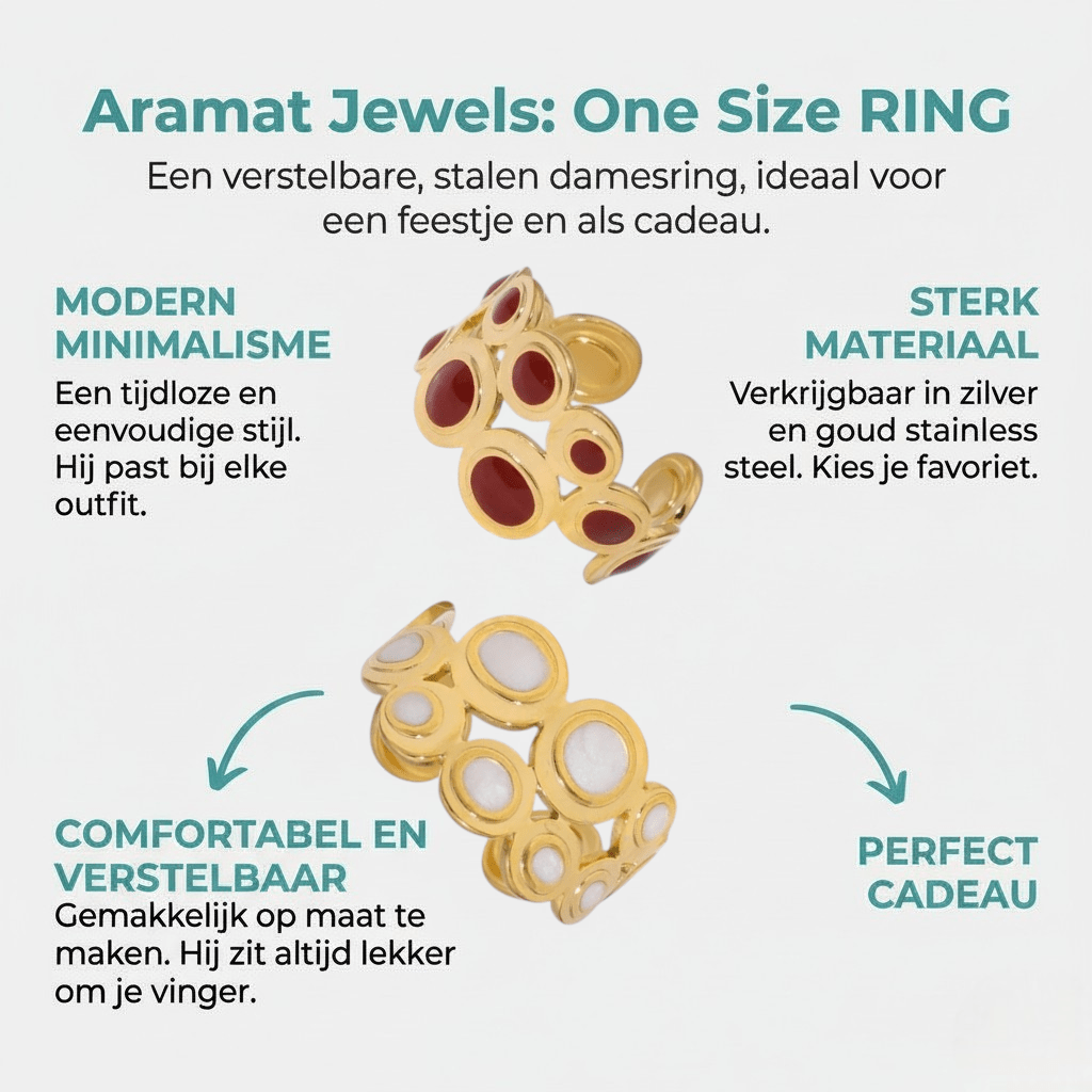Open Ring RVS met Cirkelmotief en Emaille (12 mm) - Aramat Jewels - Ringen - cadeautip