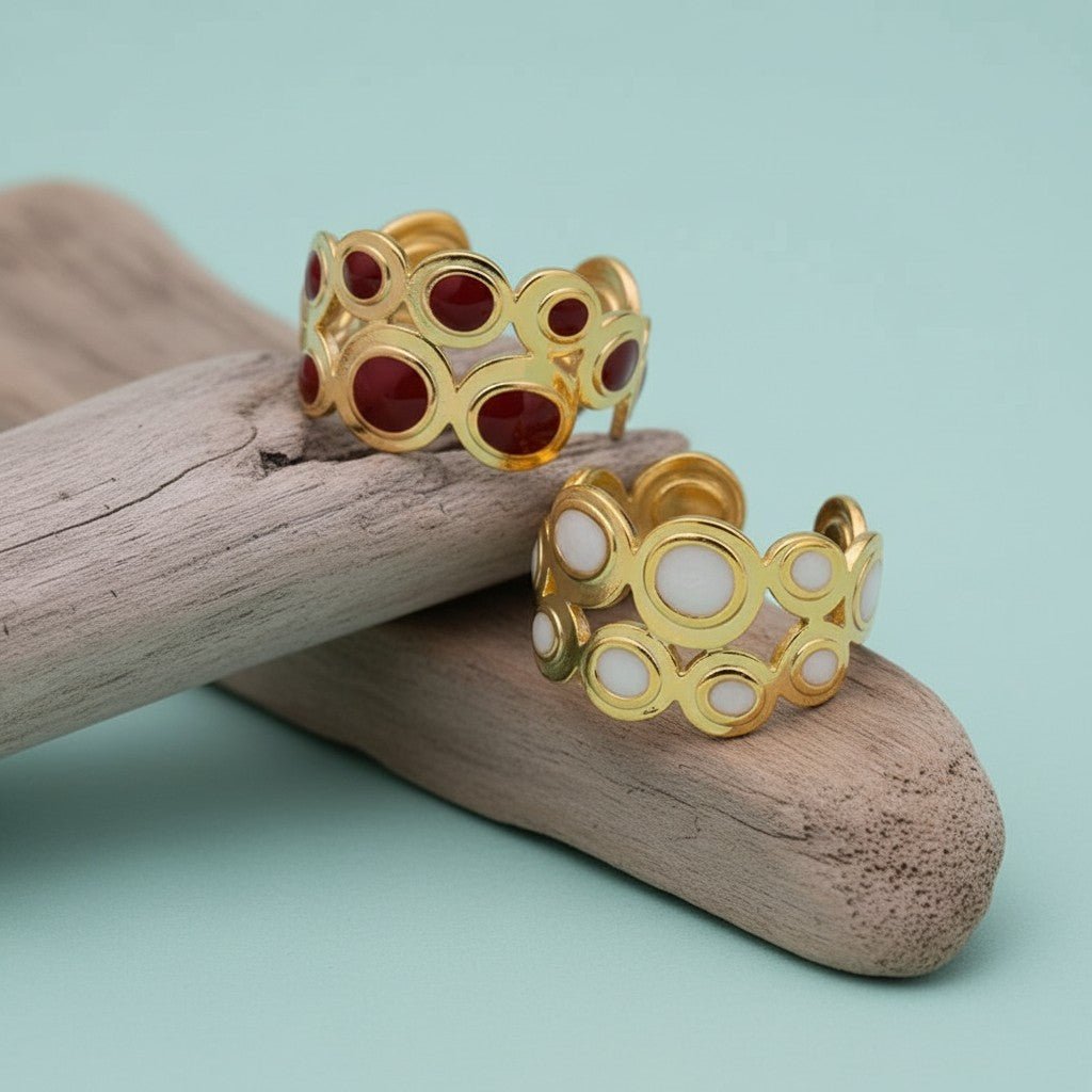 Open Ring RVS met Cirkelmotief en Emaille (12 mm) - Aramat Jewels - Ringen - cadeautip