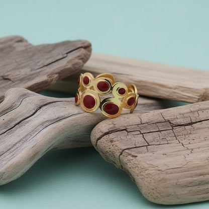 Open Ring RVS met Cirkelmotief en Emaille (12 mm) - Aramat Jewels - Ringen - cadeautip