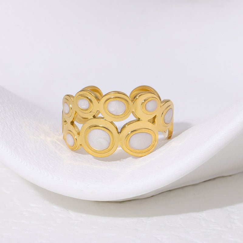 Open Ring RVS met Cirkelmotief en Emaille (12 mm) - Aramat Jewels - Ringen - cadeautip