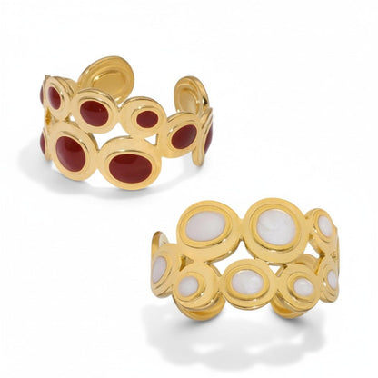 Open Ring RVS met Cirkelmotief en Emaille (12 mm) - Aramat Jewels - Ringen - cadeautip