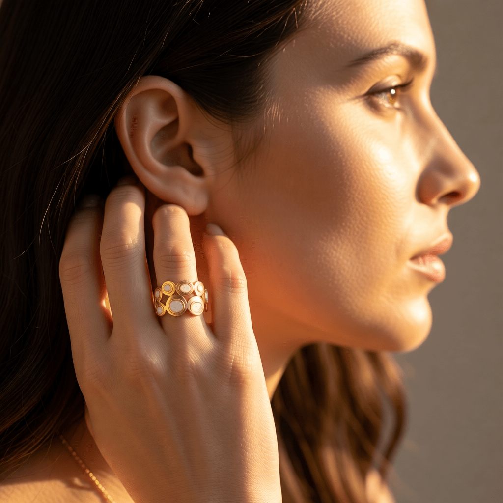 Open Ring RVS met Cirkelmotief en Emaille (12 mm) - Aramat Jewels - Ringen - cadeautip