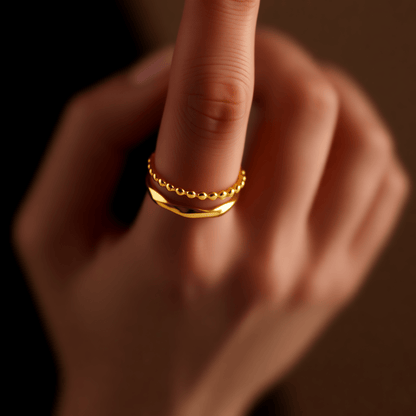 Open Ring RVS met Dot en Gehamerde Lijn (7 mm) - Aramat Jewels - Ringen - cadeautip