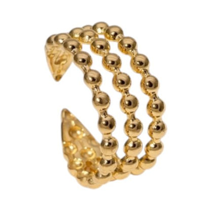 Open Ring RVS met Drie Bolletjeslijnen (10 mm) - Aramat Jewels - Ringen - cadeautip