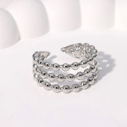 Open Ring RVS met Drie Bolletjeslijnen (10 mm) - Aramat Jewels - Ringen - cadeautip