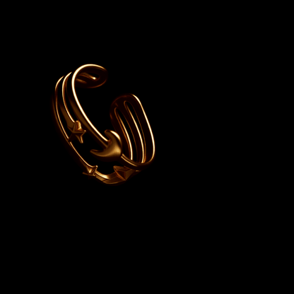 Open Ring RVS met Drie Sterren en Maan (9 mm) - Aramat Jewels - Ringen - cadeautip