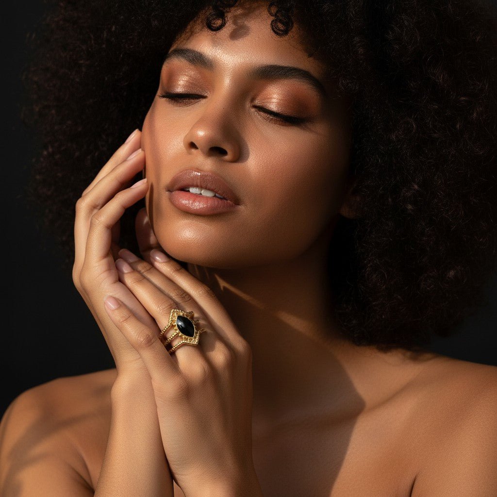 Open Ring RVS met Druppel Emaille en Gedraaide Banden (15 mm) - Aramat Jewels - Ringen - cadeautip