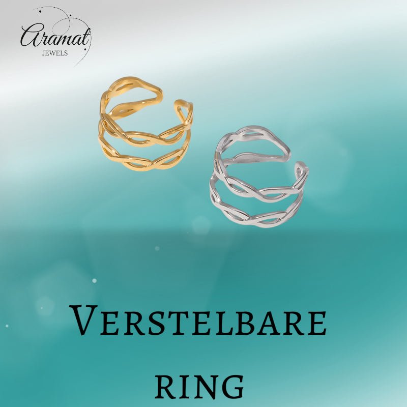 Open Ring RVS met Gevlochten Lijnen (12 mm) - Aramat Jewels - Ringen - cadeautip