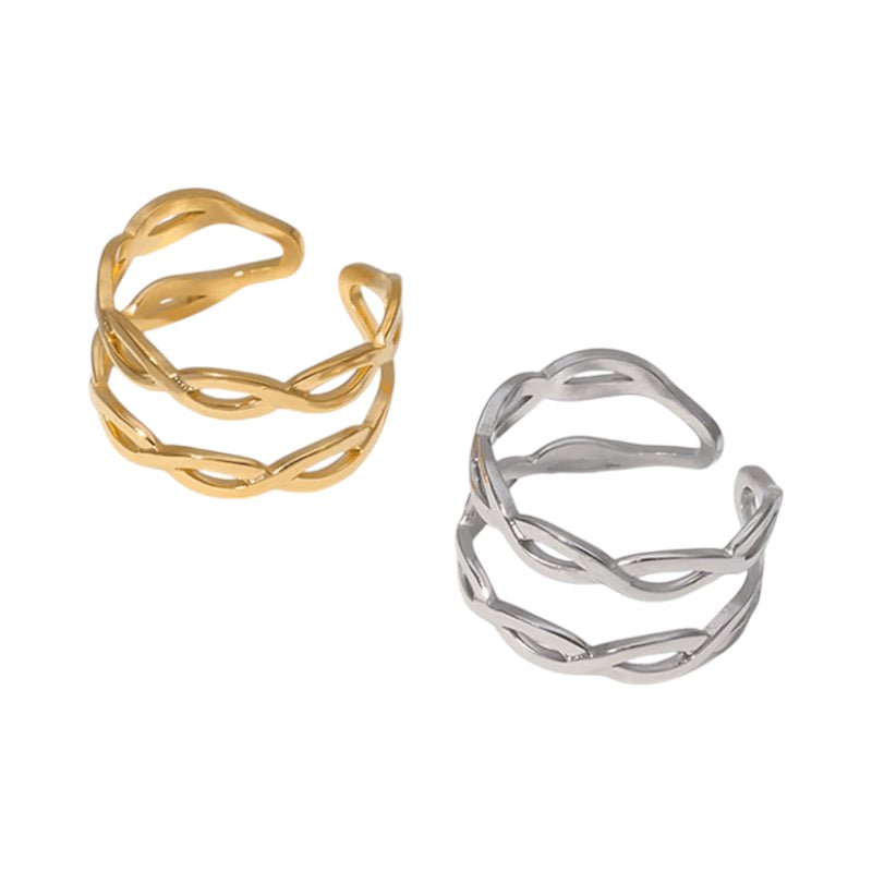 Open Ring RVS met Gevlochten Lijnen (12 mm) - Aramat Jewels - Ringen - cadeautip