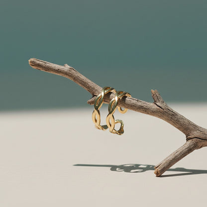 Open Ring RVS met Gevlochten Lijnen (12 mm) - Aramat Jewels - Ringen - cadeautip