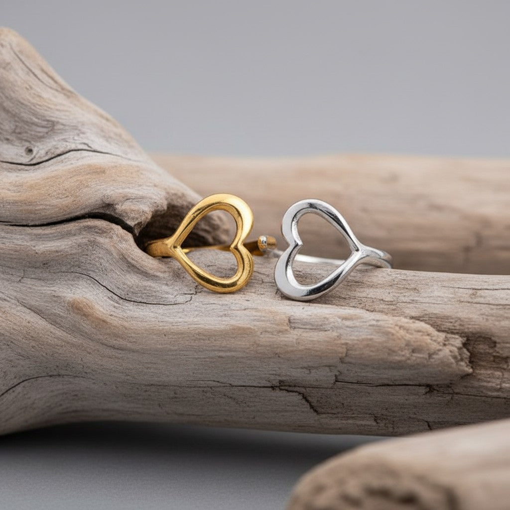 Open Ring RVS met Hartje (13 mm) - Aramat Jewels - Ringen - cadeautip