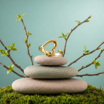 Open Ring RVS met Hartje (13 mm) - Aramat Jewels - Ringen - cadeautip