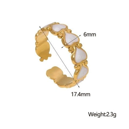 Open Ring RVS met Hartjes Motief en Emaille (6 mm) - Aramat Jewels - Ringen - cadeautip