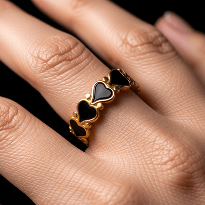 Open Ring RVS met Hartjes Motief en Emaille (6 mm) - Aramat Jewels - Ringen - cadeautip