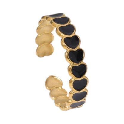 Open Ring RVS met Hartjes Schakel en Emaille (4,5 mm) - Aramat Jewels - Ringen - cadeautip