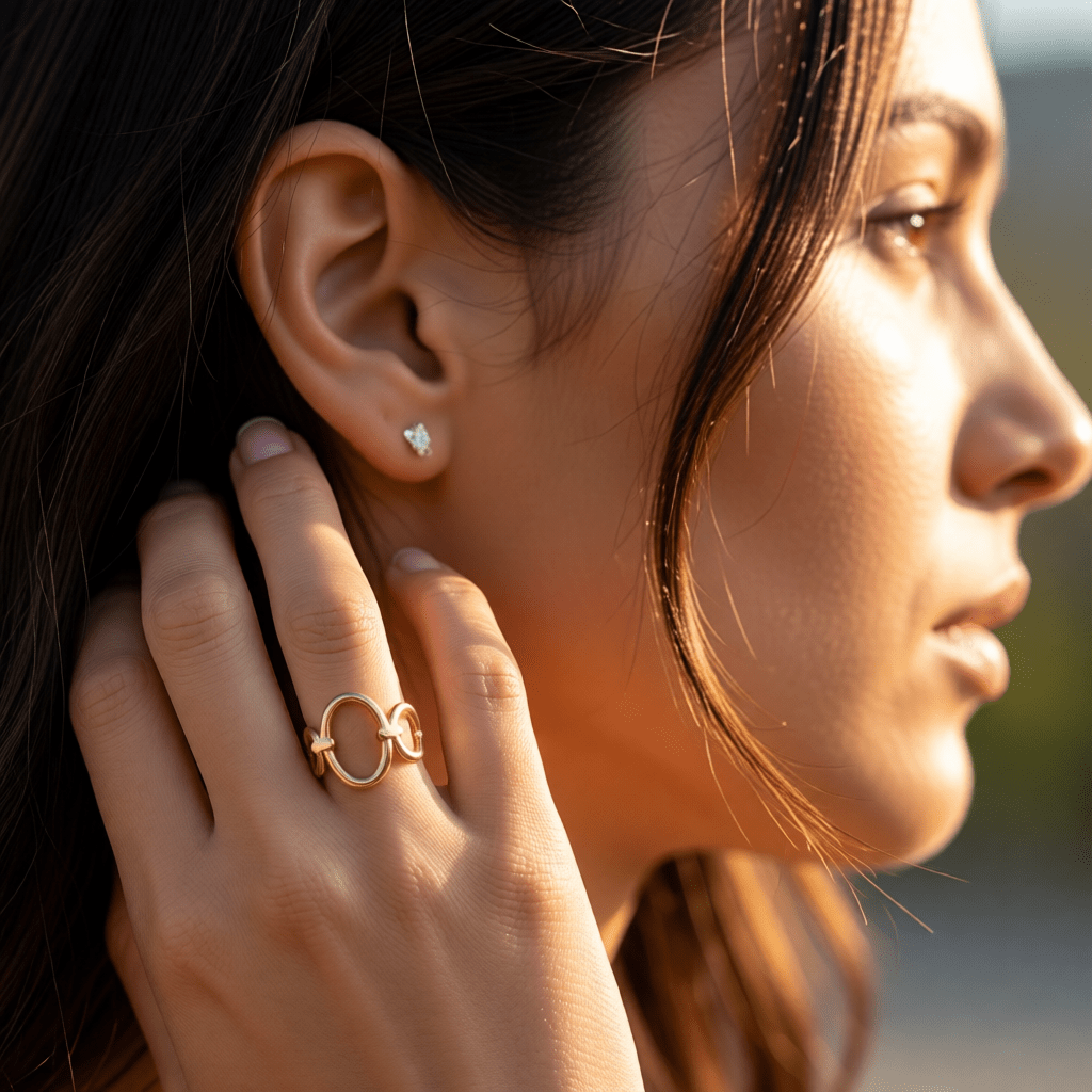 Open Ring RVS met Ovale Cirkelmotief (12 mm Breed) - Aramat Jewels - Ringen - cadeautip