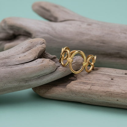 Open Ring RVS met Ovale Cirkelmotief (12 mm Breed) - Aramat Jewels - Ringen - cadeautip