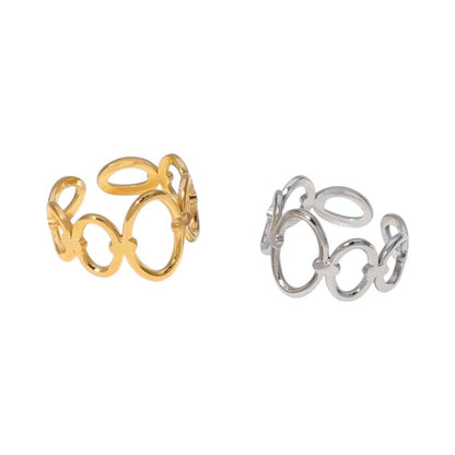 Open Ring RVS met Ovale Cirkelmotief (12 mm Breed) - Aramat Jewels - Ringen - cadeautip