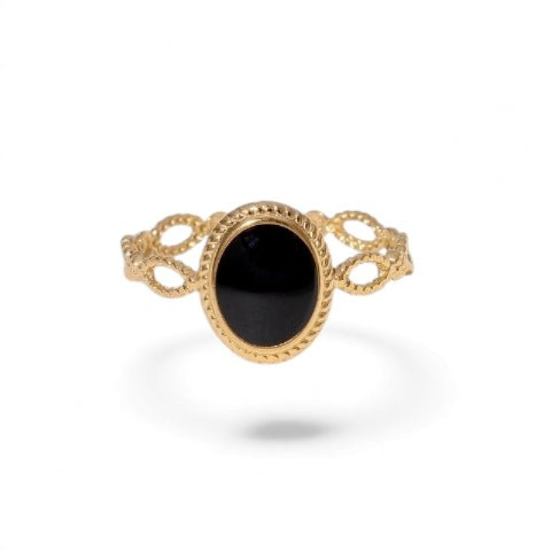 Open Ring RVS Ovaal Emaille met Dot Reliëf (Goudkleurig) - Aramat Jewels - Ringen - cadeautip