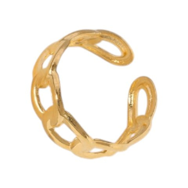 Open Ring Schakel Motief: Gladde en Fijne Schakelband (8 mm) - Aramat Jewels - Ringen - cadeautip