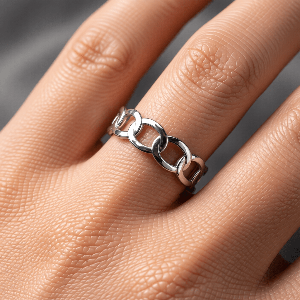 Open Ring Schakel Motief: Gladde en Fijne Schakelband (8 mm) - Aramat Jewels - Ringen - cadeautip