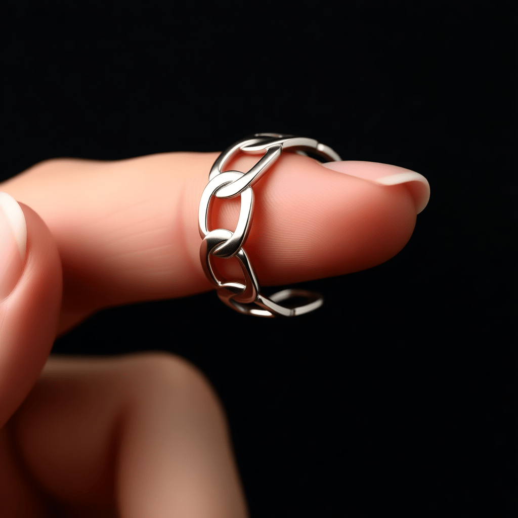 Open Ring Schakel Motief: Gladde en Fijne Schakelband (8 mm) - Aramat Jewels - Ringen - cadeautip