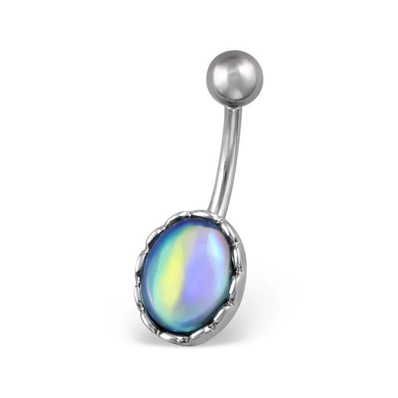 Piercing nombril ovale multicolore en acier