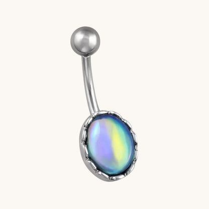 Piercing nombril ovale multicolore en acier