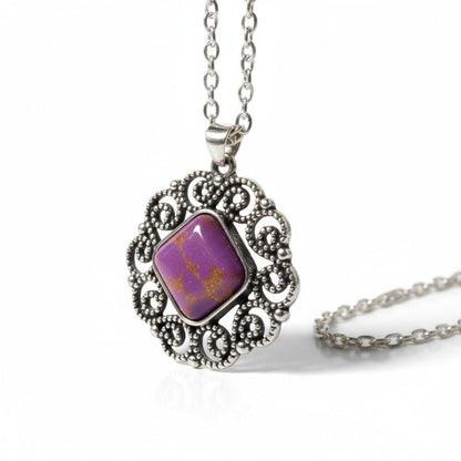 Paarse Gemarmerde Boho Halsketting - Aramat Jewels - Halskettingen - cadeautip