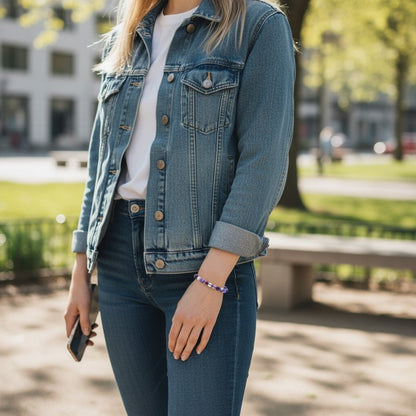 Paarse Gestreepte Agaat Armband - Aramat Jewels - Armbanden - cadeautip