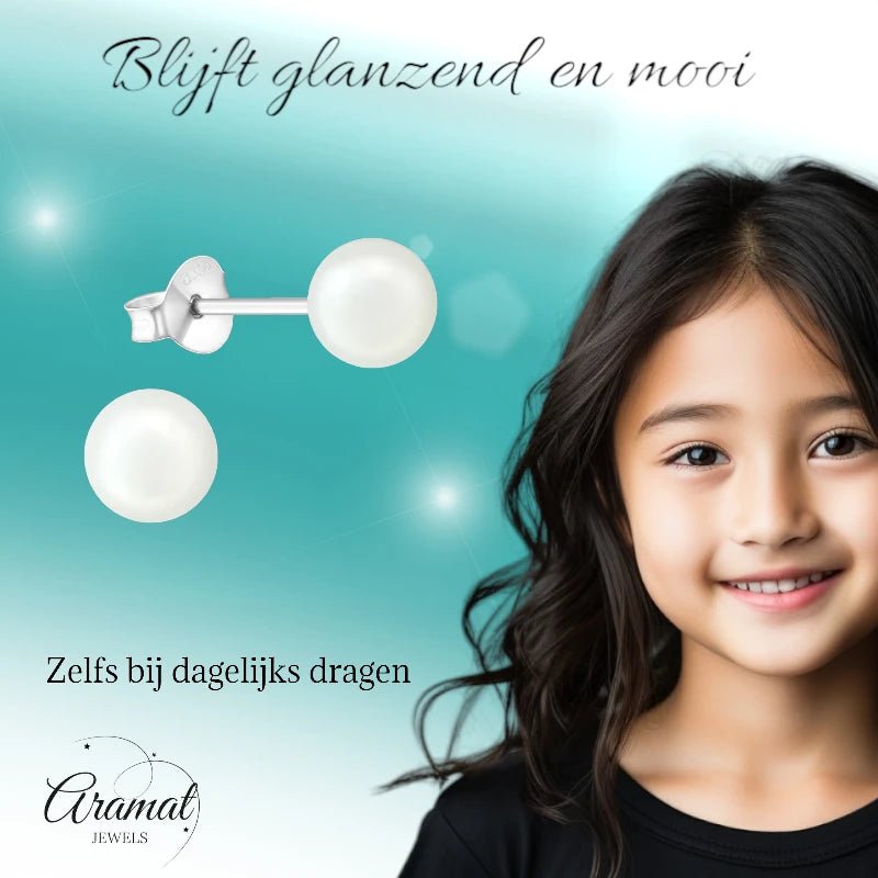 Parel oorbellen 925 zilver – 6mm wit - oor2048 - 15832 - Oorbellen kopen# - 6mm - 925 Zilver - alles