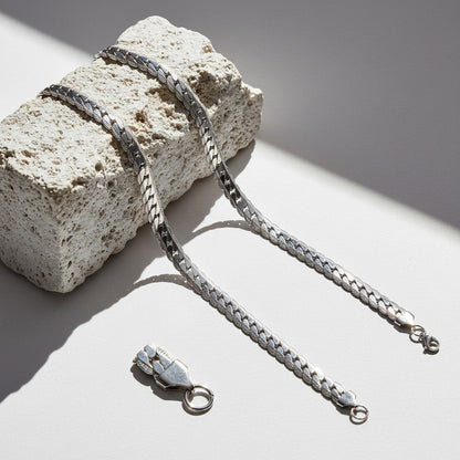 Platte Chunky Gourmet Ketting 8mm Zilverkleurig Staal - Aramat Jewels - Halskettingen - cadeautip