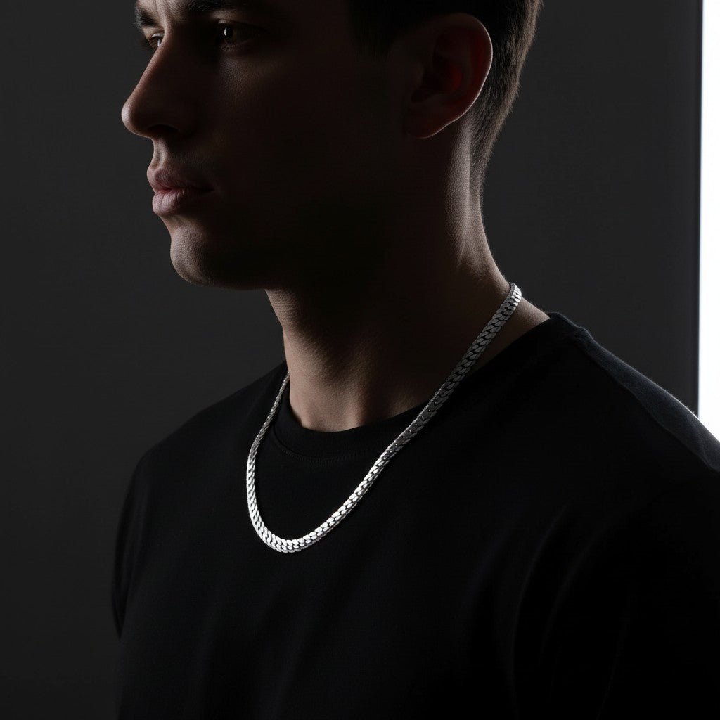 Platte Chunky Gourmet Ketting 8mm Zilverkleurig Staal - Aramat Jewels - Halskettingen - cadeautip