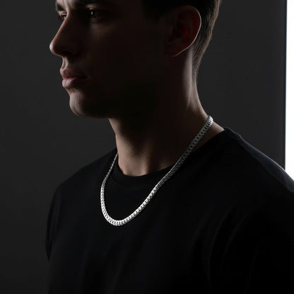 Platte Chunky Gourmet Ketting 8mm Zilverkleurig Staal - Aramat Jewels - Halskettingen - cadeautip