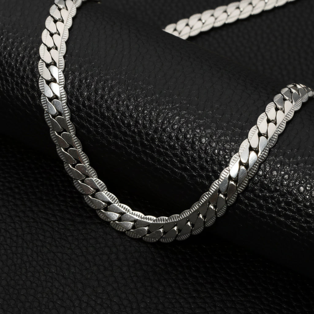 Platte Chunky Gourmet Ketting 8mm Zilverkleurig Staal - Aramat Jewels - RVS Sieraden - Halskettingen - cadeautip