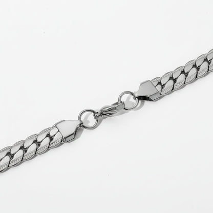 Platte Chunky Gourmet Ketting 8mm Zilverkleurig Staal - Aramat Jewels - RVS Sieraden - Halskettingen - cadeautip