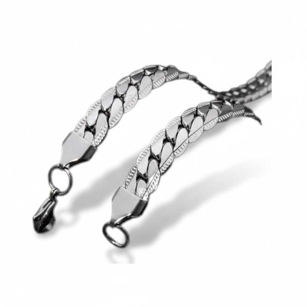 Platte Chunky Gourmet Ketting 8mm Zilverkleurig Staal - Aramat Jewels - RVS Sieraden - Halskettingen - cadeautip