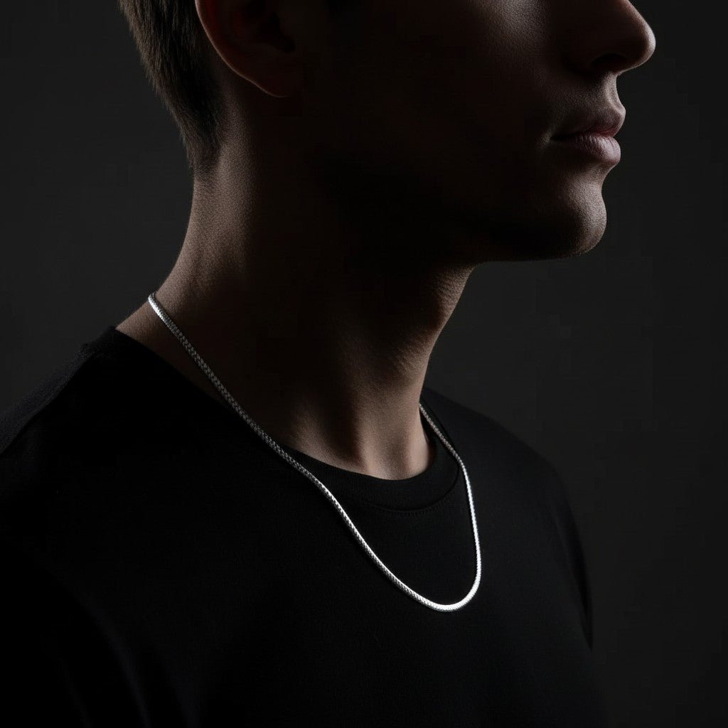 Platte Gourmet Ketting met bewerkte rand 3mm Zilverkleurig Staal - Aramat Jewels - Halskettingen - cadeautip