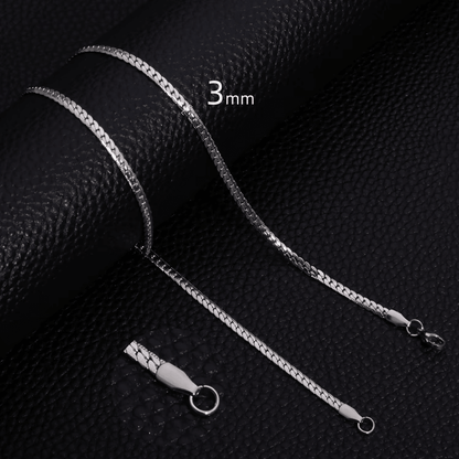 Platte Gourmet Ketting met bewerkte rand 3mm Zilverkleurig Staal - Aramat Jewels - RVS Sieraden - Halskettingen - cadeautip