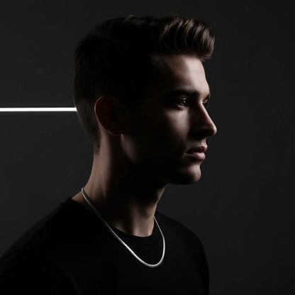 Platte Gourmet Ketting met bewerkte rand 4mm Zilverkleurig Staal - Aramat Jewels - Halskettingen - cadeautip