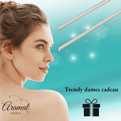 Platte Slangenketting Zilverkleurig Staal - Elegante Snake Chain - Aramat Jewels - RVS Sieraden - Halskettingen - cadeautip