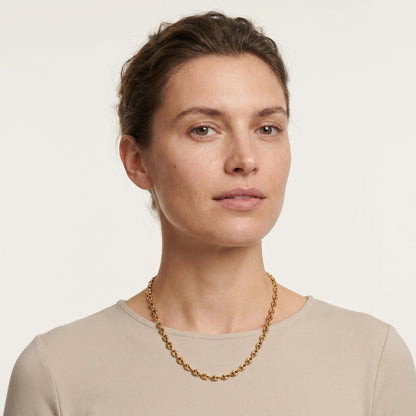 Goudkleurige Stalen Koffieboon Ketting – Unisex Schakelketting 4,5mm