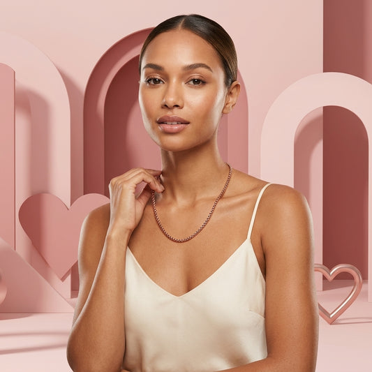 Rosékleurige Stalen Jasseron Ketting – Elegante Schakelketting Dames RVS