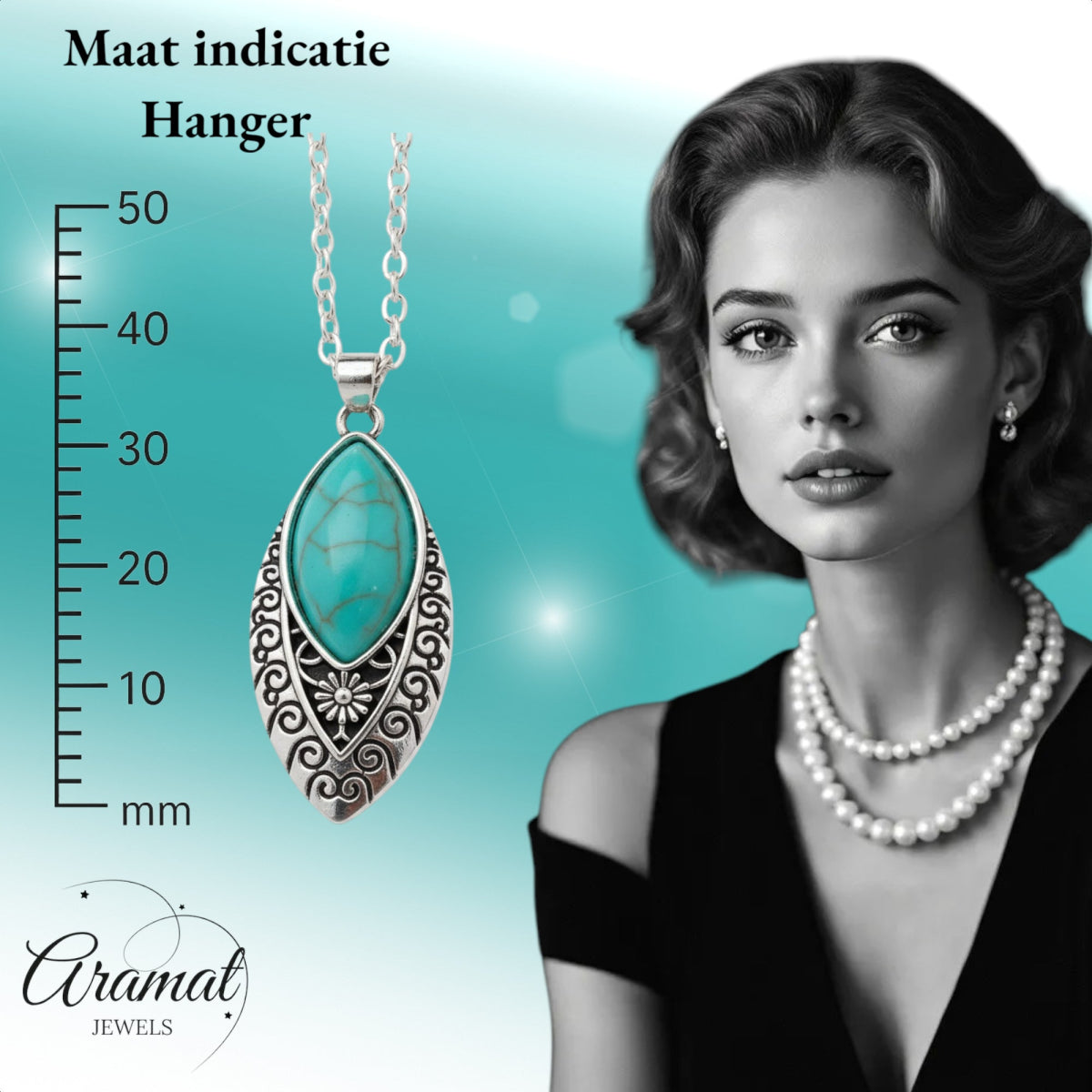 Prachtige Bohemien Halsketting met Bewerkte Ovale Hanger - Aramat Jewels - Halskettingen - cadeautip