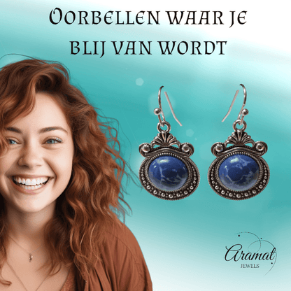 Prachtige Bohemien Oorhangers steen - oor6027 - Oorhangers kopen# - alles - bali - blauw