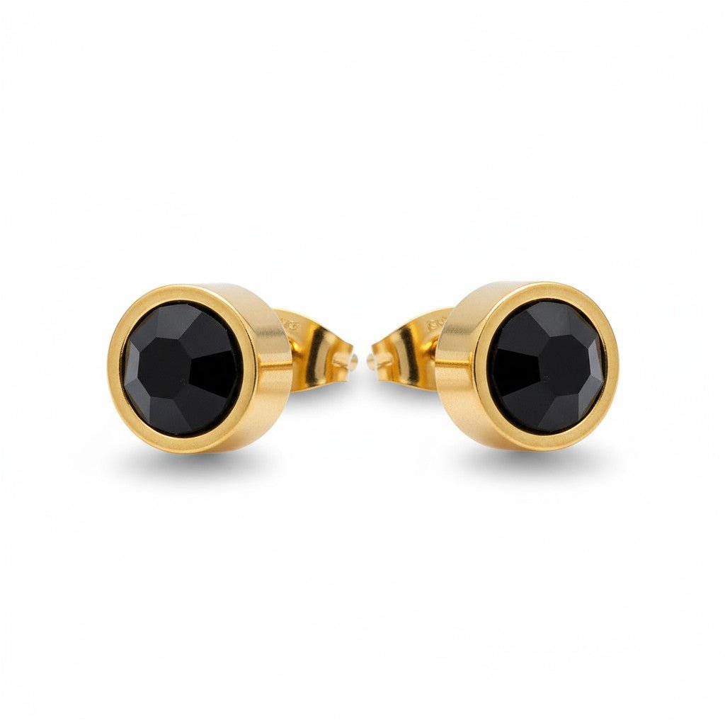 Prachtige Goudkleurige Zwarte Zirkonia Oorbellen - Aramat Jewels - Oorbellen - cadeautip