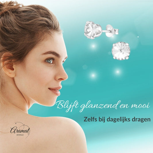 Prachtige Kristallen Oorbellen van 925 Sterling Zilver - Aramat Jewels - Oorbellen - cadeautip