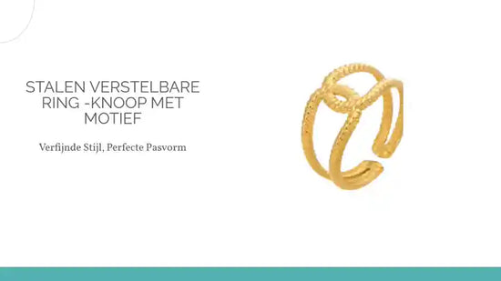 Stalen verstelbare ring -knoop met motief by@Outfy